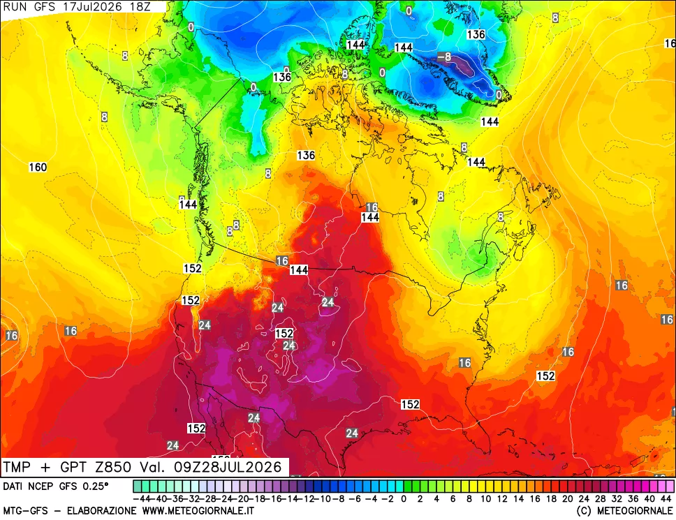 mappa 850 hPa Temp + GPT
