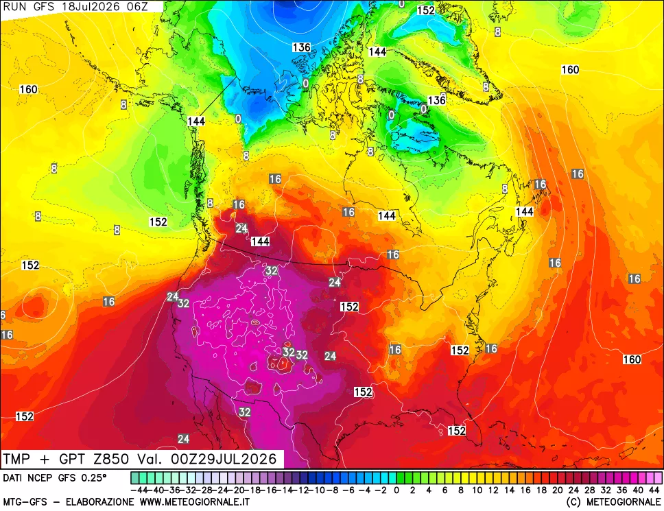 mappa 850 hPa Temp + GPT