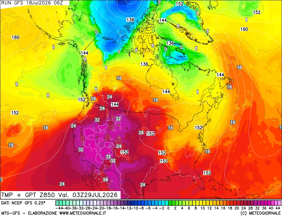 mappa 850 hPa Temp + GPT