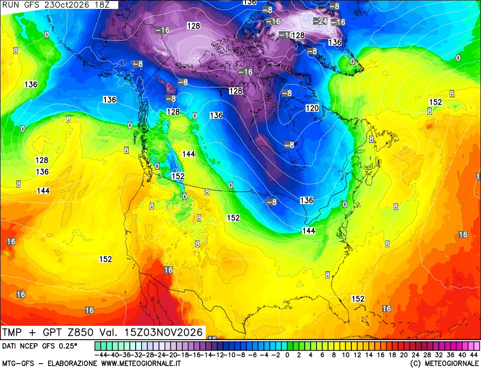 mappa 850 hPa Temp + GPT