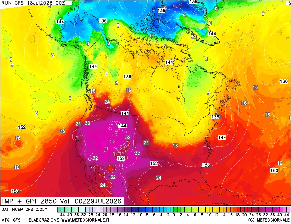 mappa 850 hPa Temp + GPT