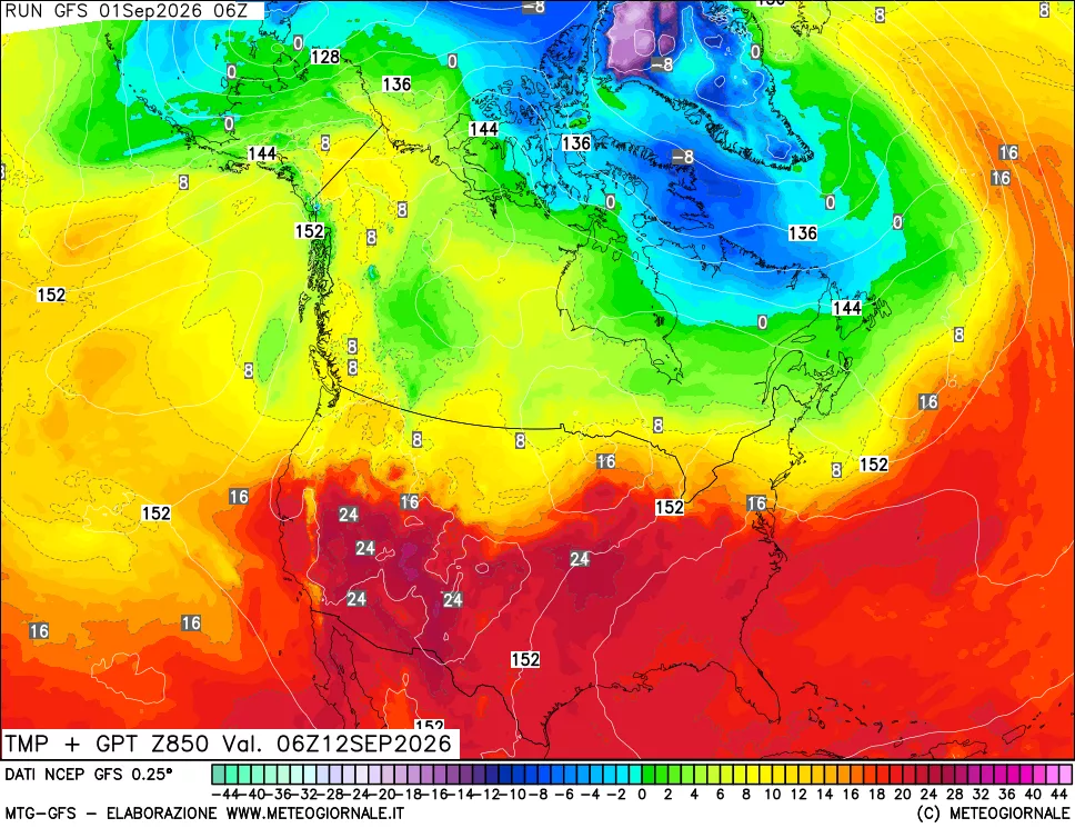 mappa 850 hPa Temp + GPT