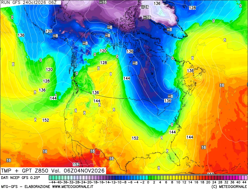 mappa 850 hPa Temp + GPT