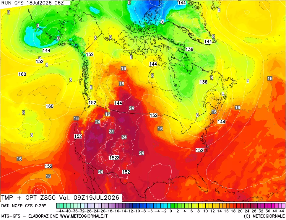 mappa 850 hPa Temp + GPT