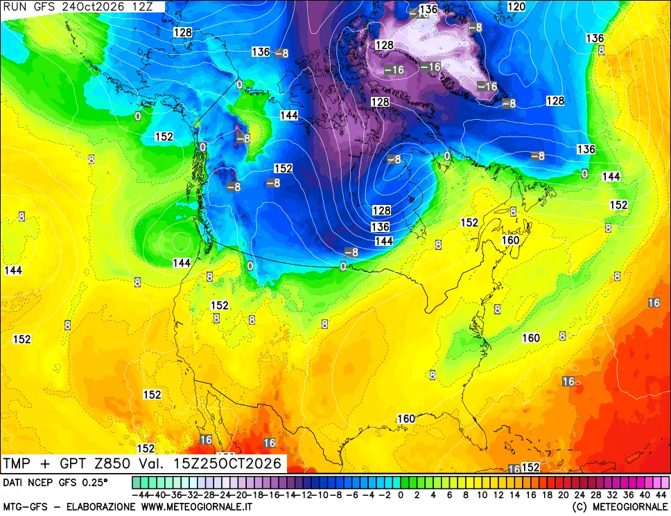 mappa 850 hPa Temp + GPT