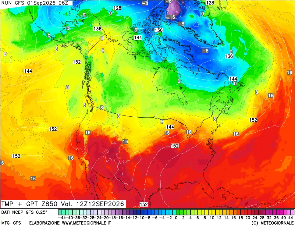 mappa 850 hPa Temp + GPT