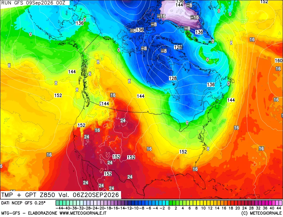 mappa 850 hPa Temp + GPT