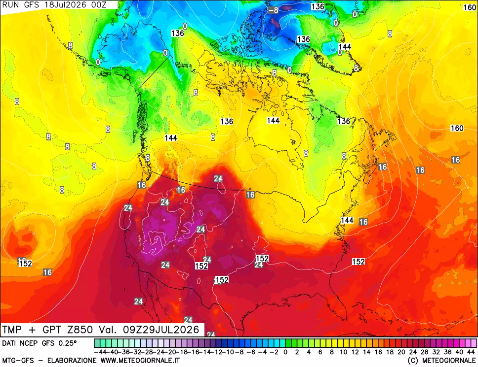 mappa 850 hPa Temp + GPT