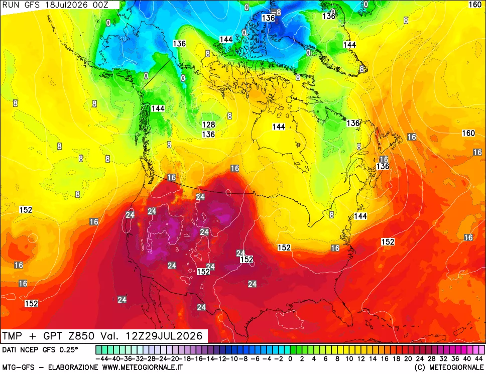 mappa 850 hPa Temp + GPT