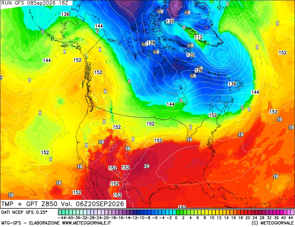 mappa 850 hPa Temp + GPT