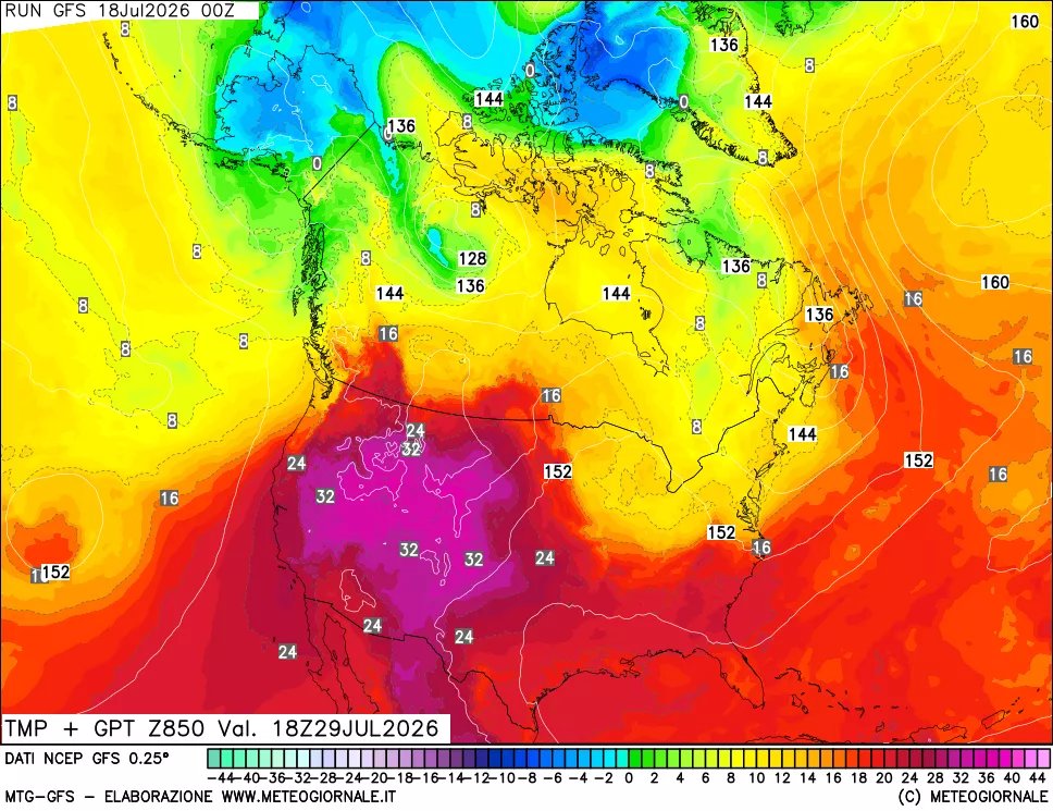 mappa 850 hPa Temp + GPT