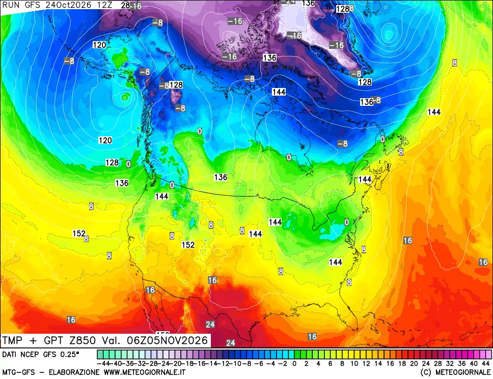 mappa 850 hPa Temp + GPT