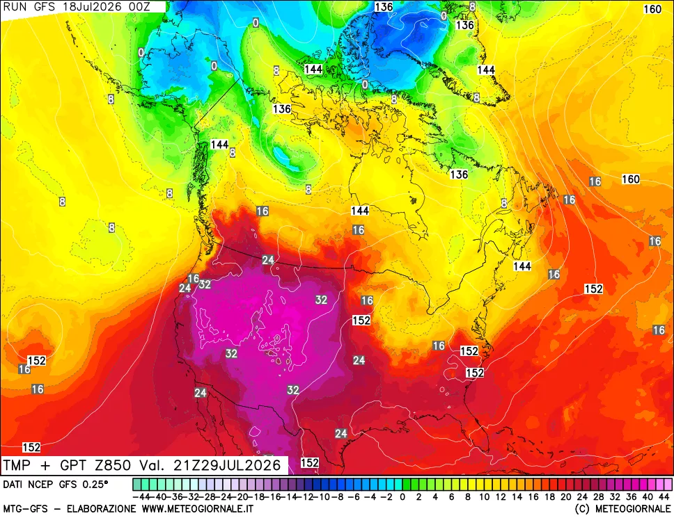 mappa 850 hPa Temp + GPT