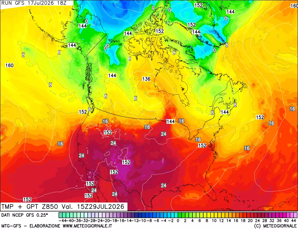 mappa 850 hPa Temp + GPT