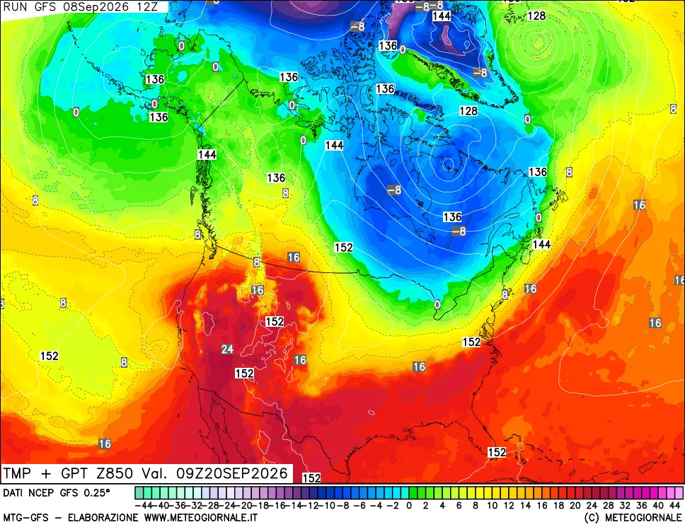 mappa 850 hPa Temp + GPT