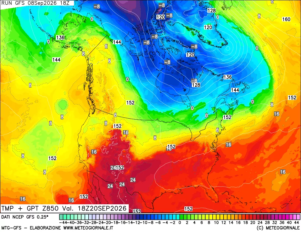 mappa 850 hPa Temp + GPT
