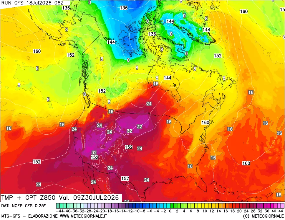 mappa 850 hPa Temp + GPT