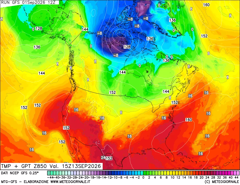 mappa 850 hPa Temp + GPT