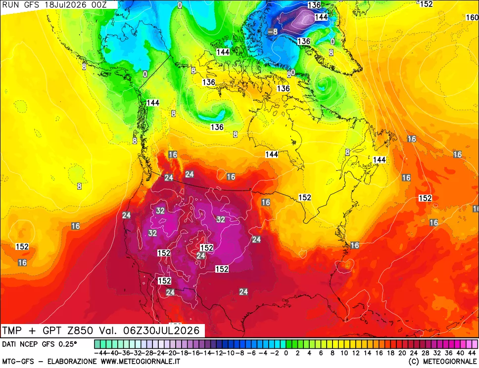 mappa 850 hPa Temp + GPT