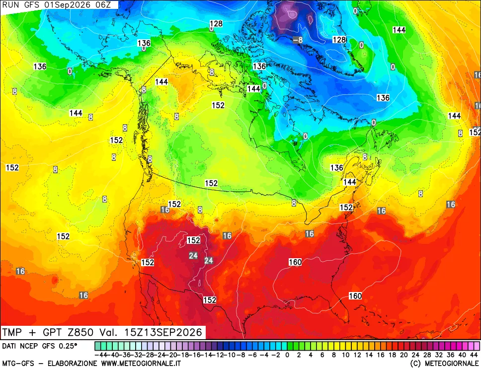 mappa 850 hPa Temp + GPT
