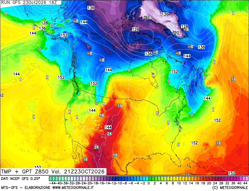 mappa 850 hPa Temp + GPT