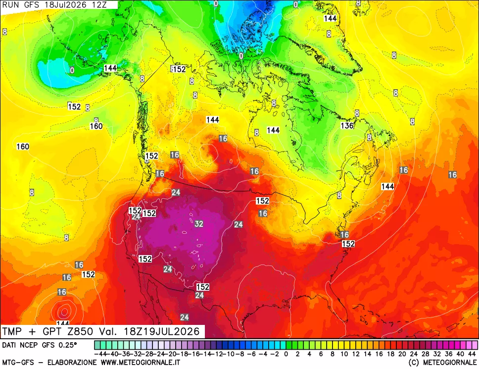 mappa 850 hPa Temp + GPT