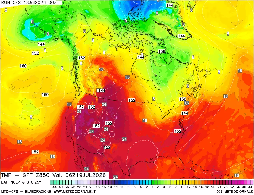 mappa 850 hPa Temp + GPT