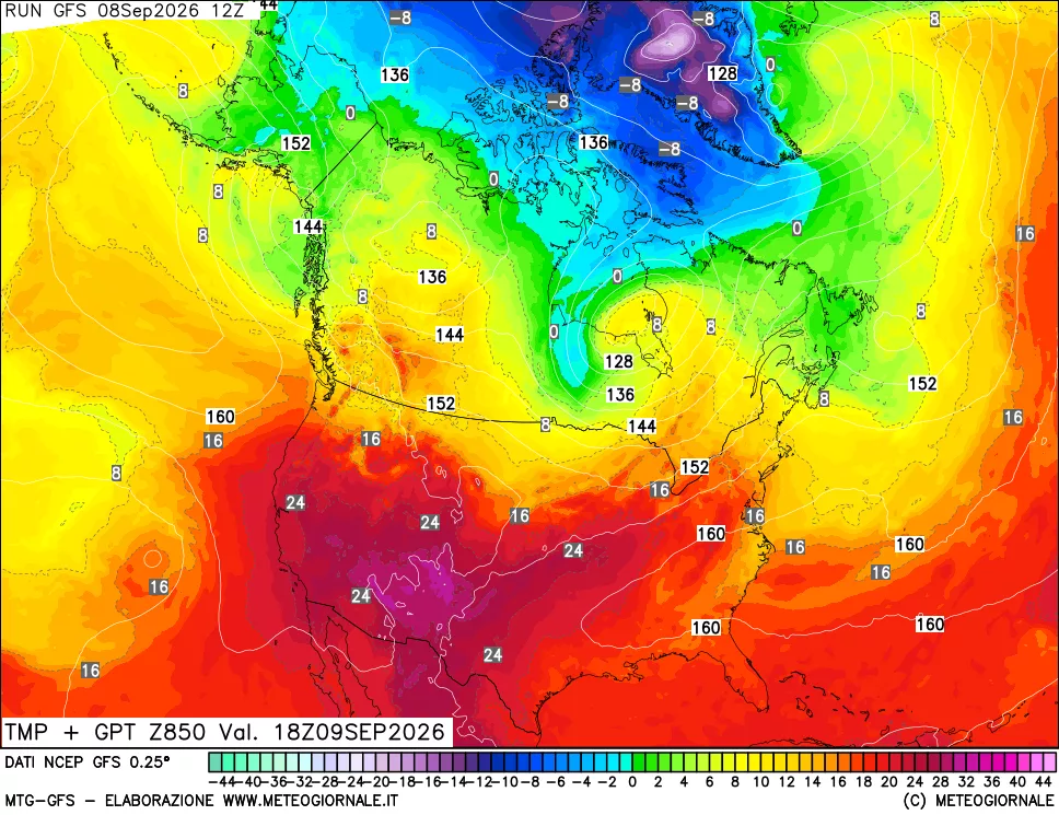 mappa 850 hPa Temp + GPT