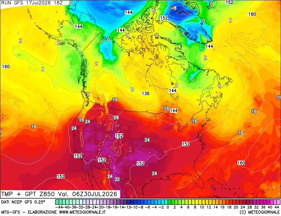 mappa 850 hPa Temp + GPT