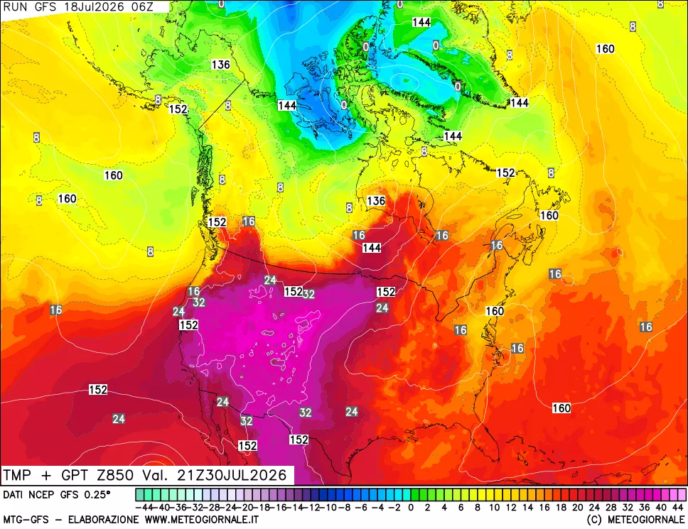 mappa 850 hPa Temp + GPT