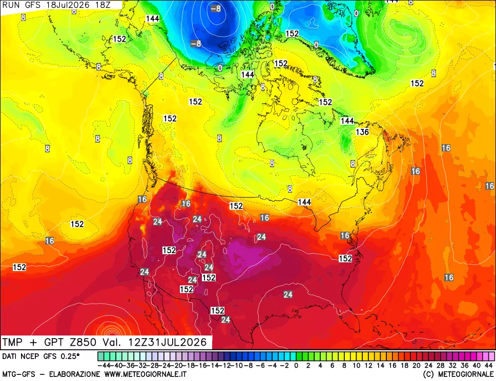 mappa 850 hPa Temp + GPT