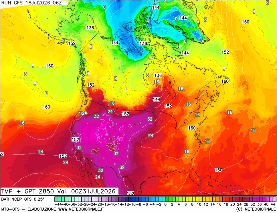 mappa 850 hPa Temp + GPT