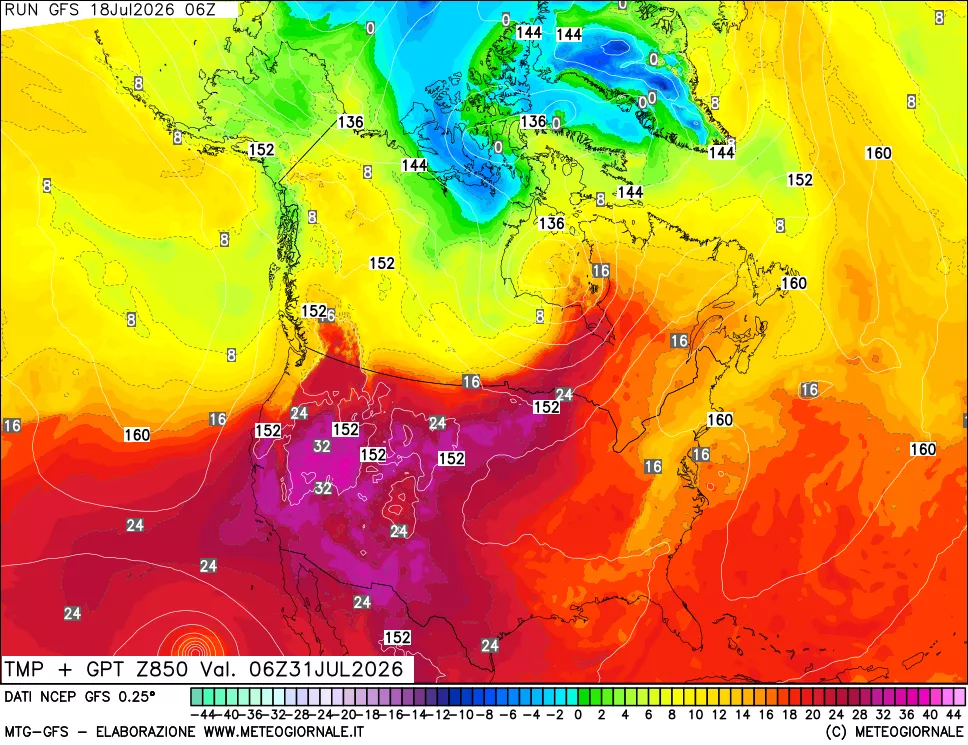 mappa 850 hPa Temp + GPT