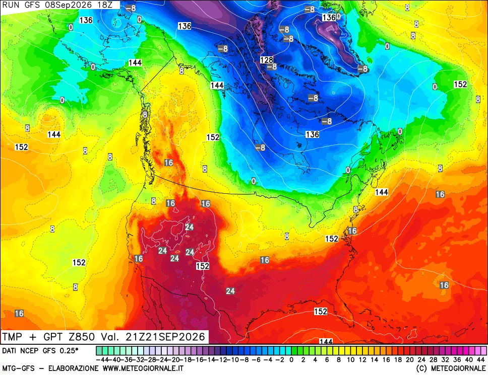 mappa 850 hPa Temp + GPT