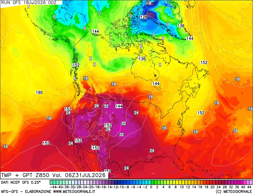 mappa 850 hPa Temp + GPT