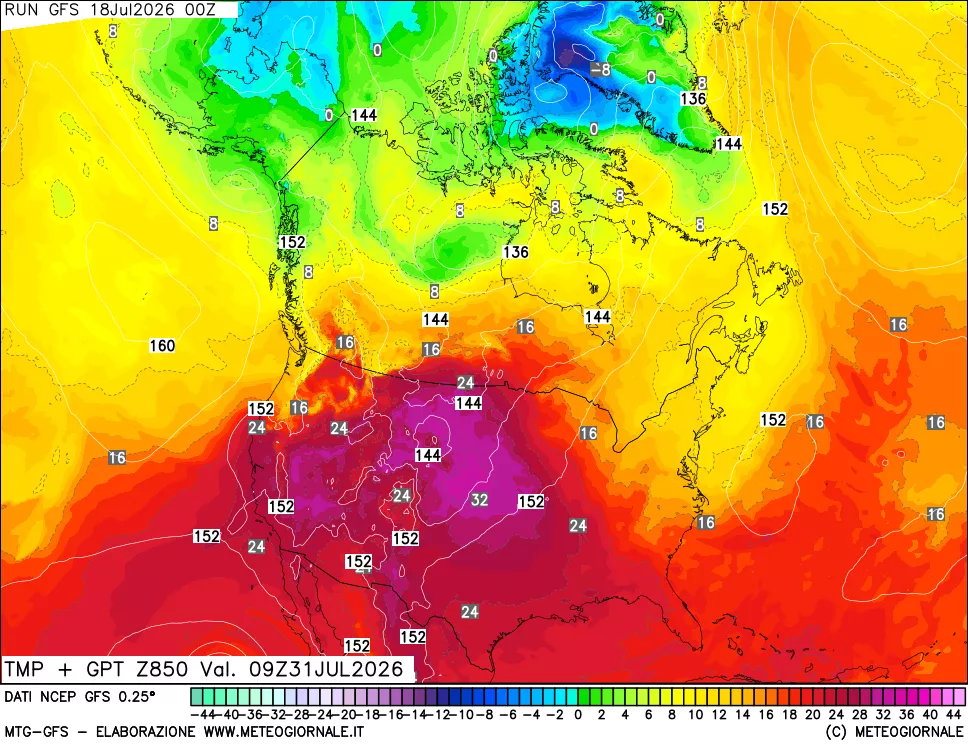 mappa 850 hPa Temp + GPT