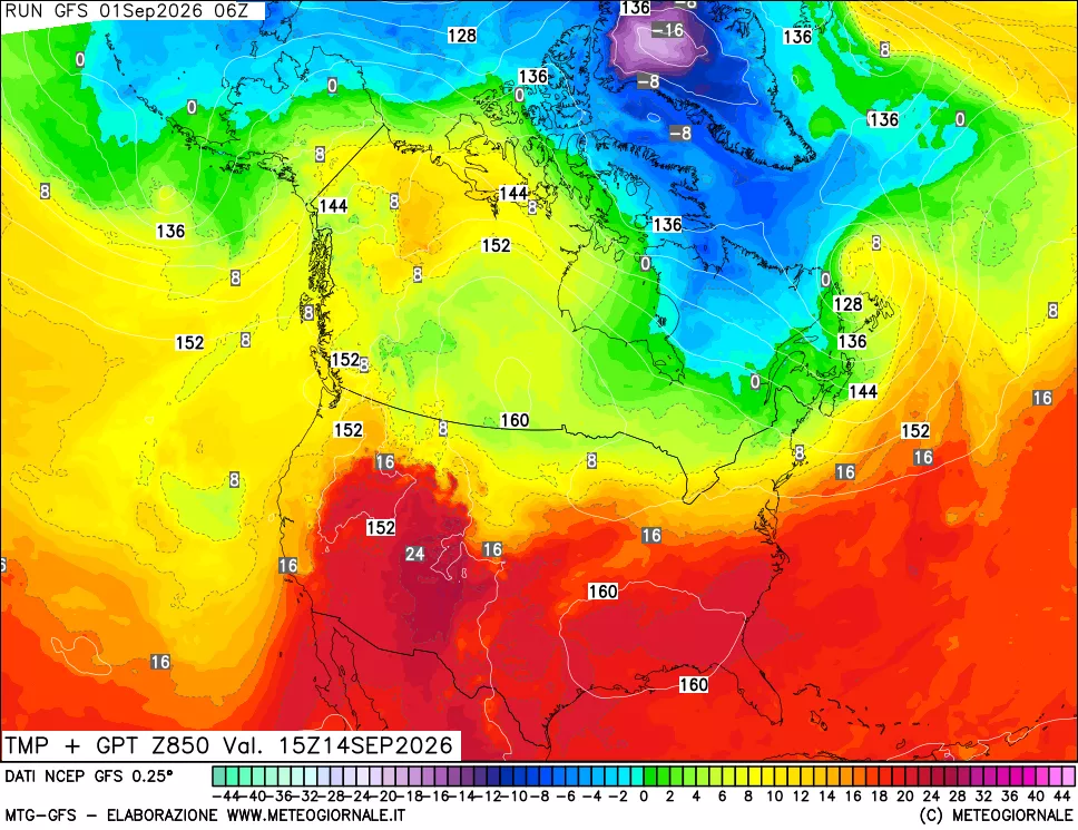 mappa 850 hPa Temp + GPT