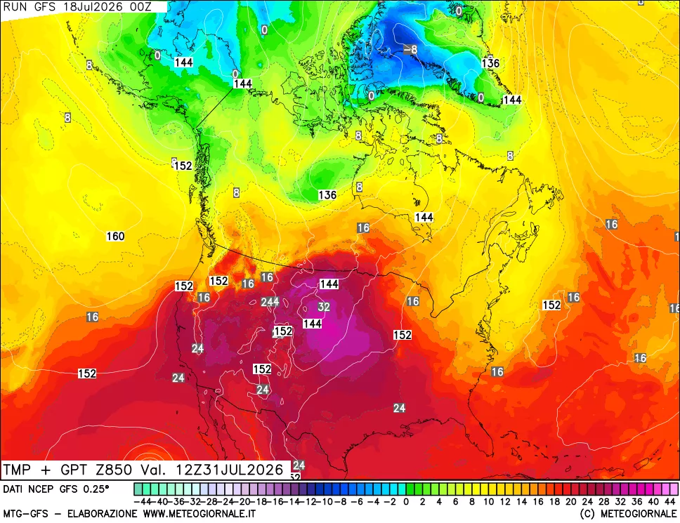 mappa 850 hPa Temp + GPT