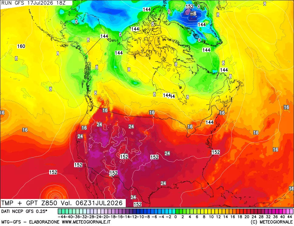 mappa 850 hPa Temp + GPT