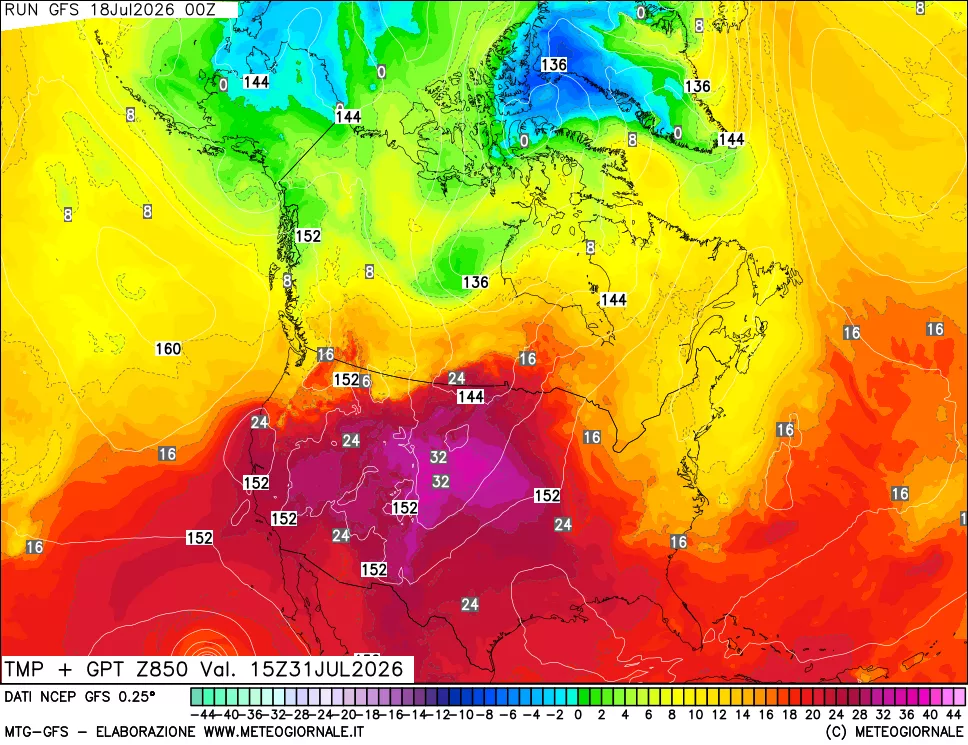 mappa 850 hPa Temp + GPT