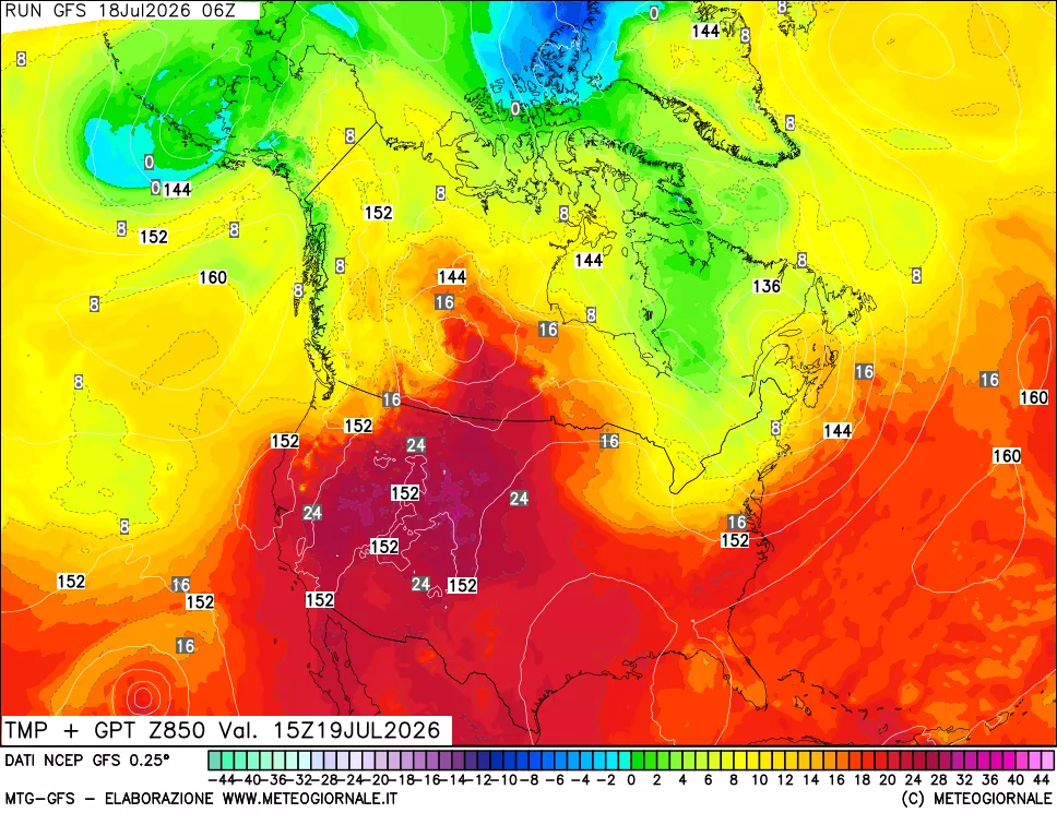 mappa 850 hPa Temp + GPT