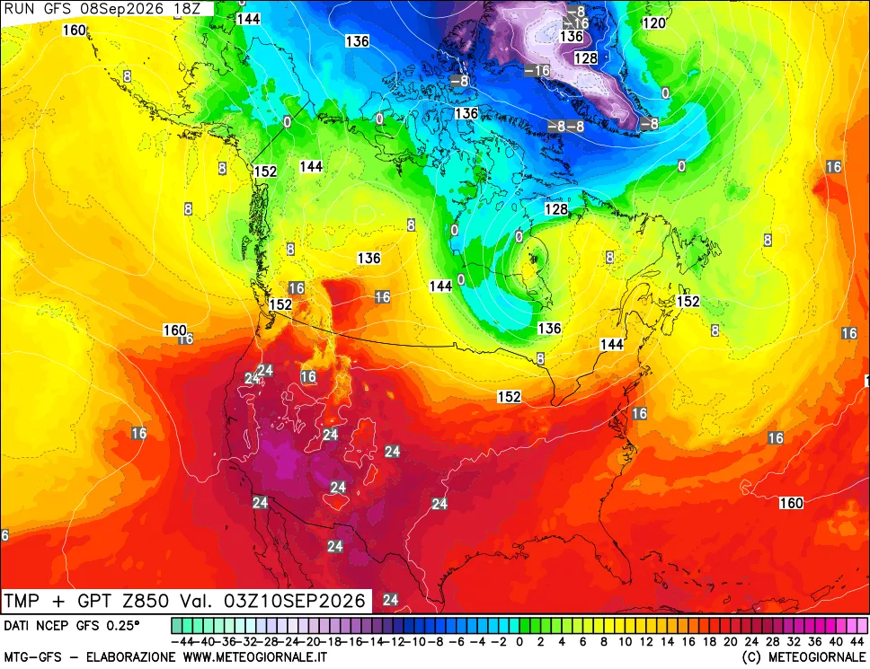 mappa 850 hPa Temp + GPT