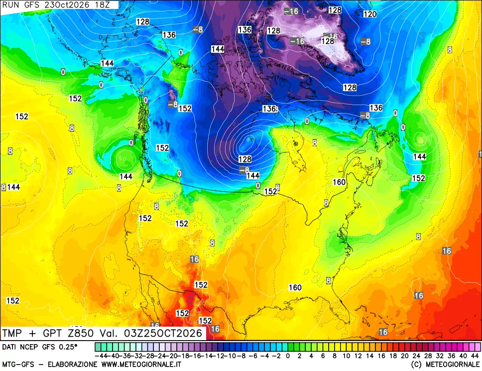 mappa 850 hPa Temp + GPT