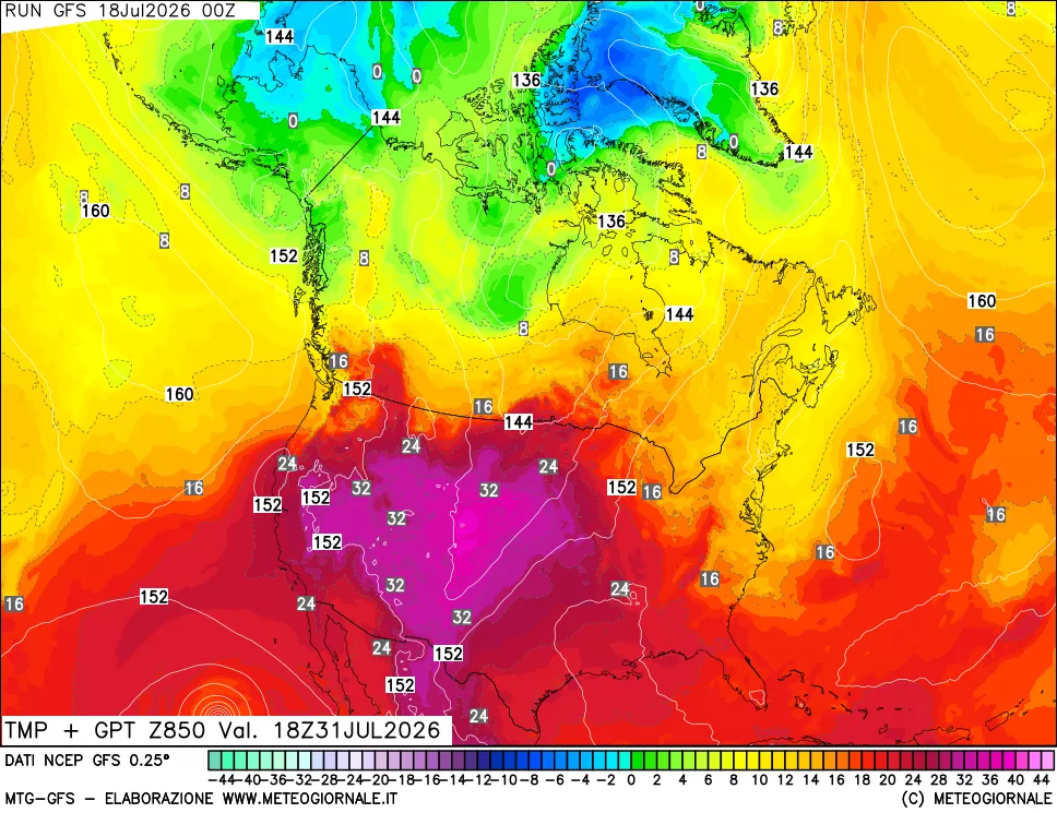 mappa 850 hPa Temp + GPT