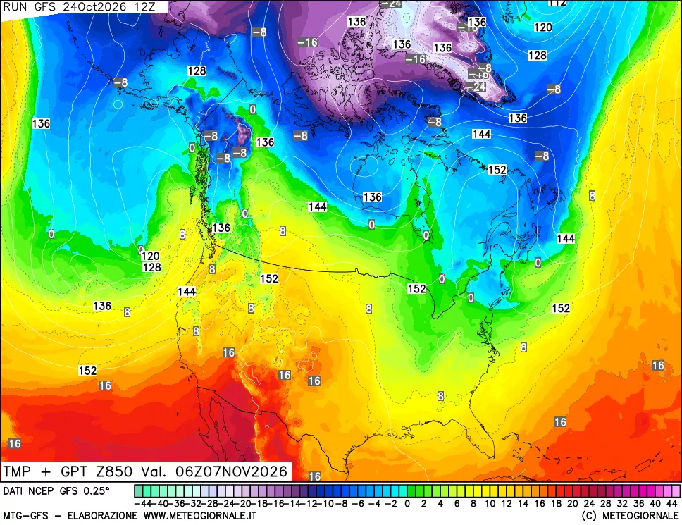 mappa 850 hPa Temp + GPT