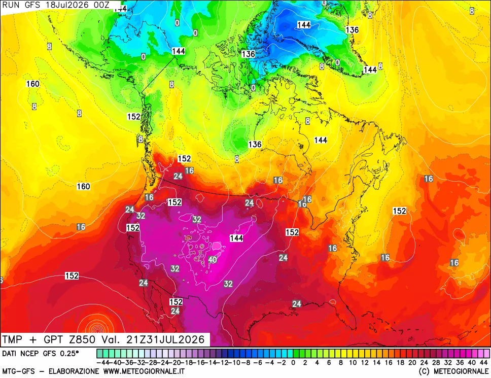 mappa 850 hPa Temp + GPT