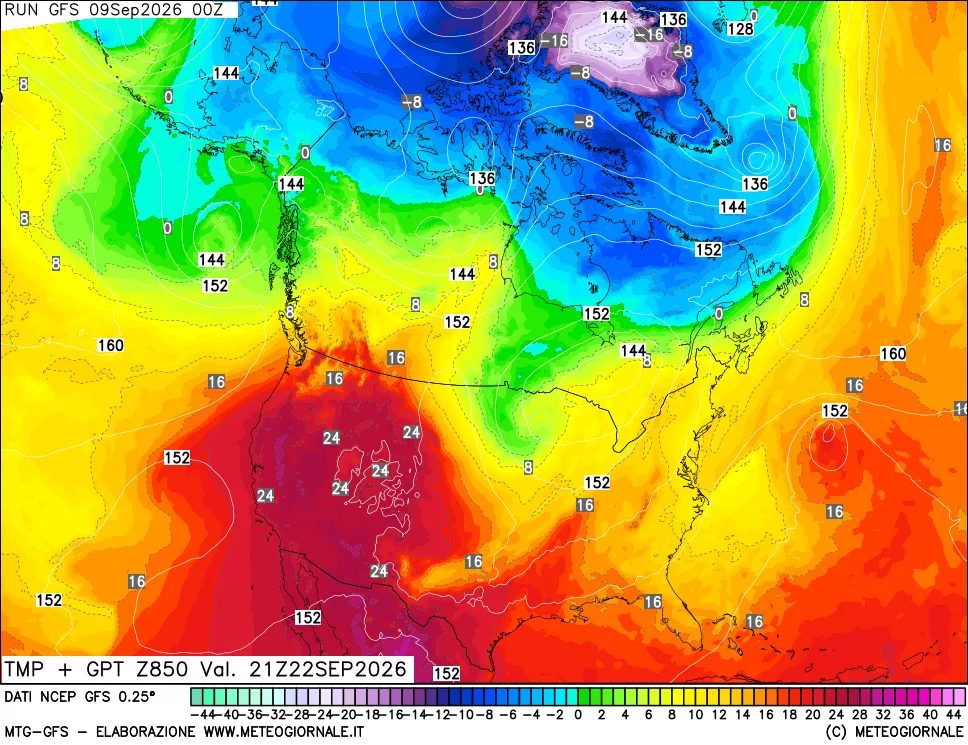 mappa 850 hPa Temp + GPT
