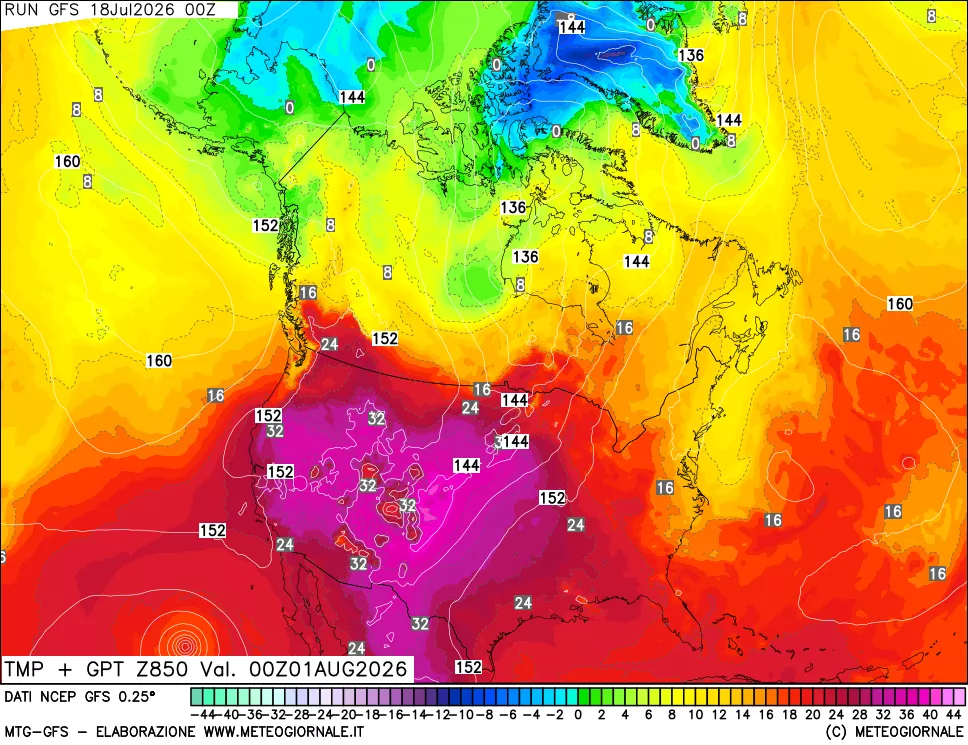 mappa 850 hPa Temp + GPT