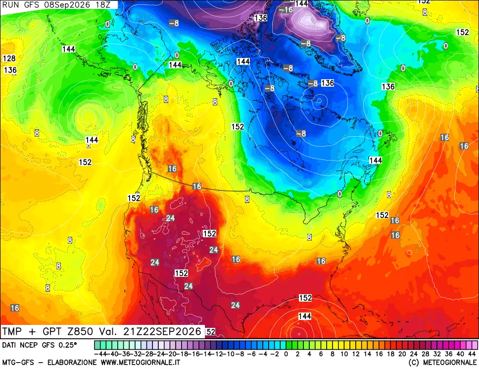 mappa 850 hPa Temp + GPT
