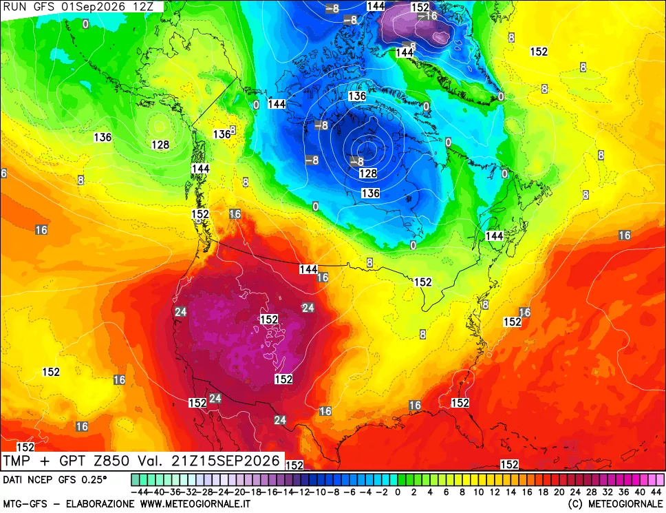 mappa 850 hPa Temp + GPT